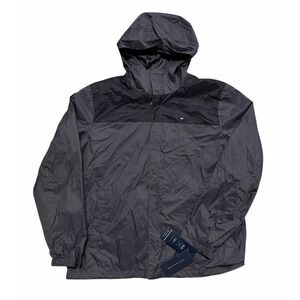 Tommy Hilfiger Men's Jacket Black Hooded Lightweight Water Resistant Size XL NWT